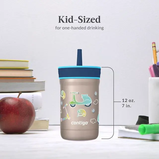 Alt view image 5 of 5 - Contigo Leighton Straw Tumbler, 12 oz, Juniper (Scootin)