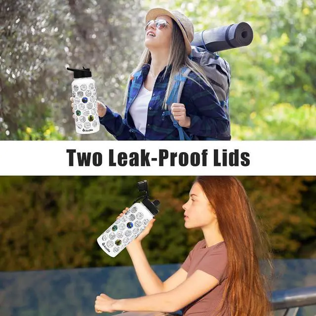 Alt view image 5 of 7 - 63 National Parks Water Bottle with Stickers,32 oz Stainless Steel Insulated Water Bottle with Straws,2 Lids,Leak Proof Metal Water Cup for Hiking,Travel,Sports,Camping,Wide Mouth Bottle