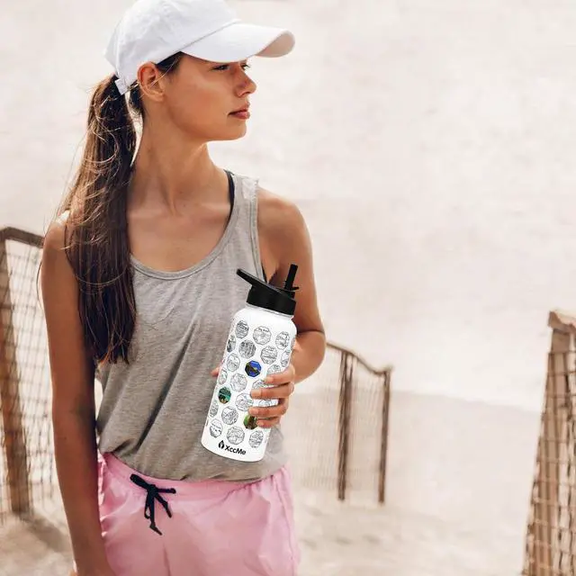 Alt view image 7 of 7 - 63 National Parks Water Bottle with Stickers,32 oz Stainless Steel Insulated Water Bottle with Straws,2 Lids,Leak Proof Metal Water Cup for Hiking,Travel,Sports,Camping,Wide Mouth Bottle