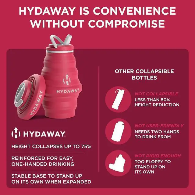 Alt view image 6 of 6 - HYDAWAY 17oz Collapsible Water Bottle - BPA-Free, Leakproof, Lightweight, and Space-Saving - Perfect for Travel, Hiking, and Everyday Hydration