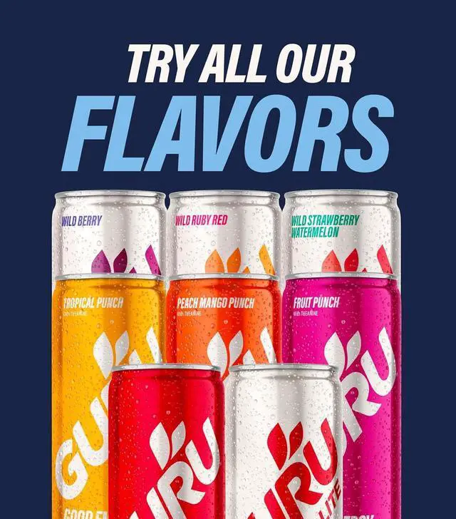Alt view image 6 of 7 - GURU Yerba Mate Organic Energy Drinks, Clean Energy Drink with Plant Based Natural Caffeine from Green Tea, Low Calorie, Gluten Free, 140mg Caffeine, Healthy Drinks, Acai Berry, 12oz (Pack of 12)