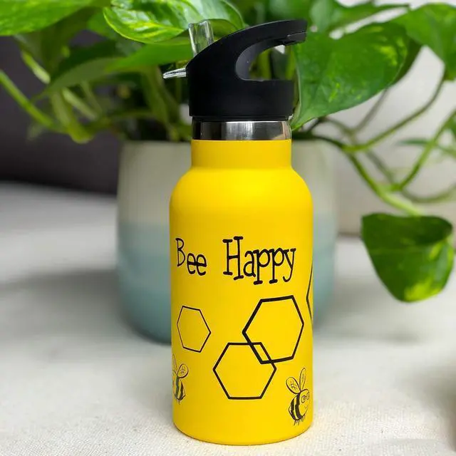 Alt view image 5 of 7 - Kids Water Bottle Easy-Sip Straw Lid Leak-Proof Insulated Stainless Steel Thermos Perfect for School & Pickleball 3 Lids BPA-Free Keeps Drinks Cold for 24 Hours