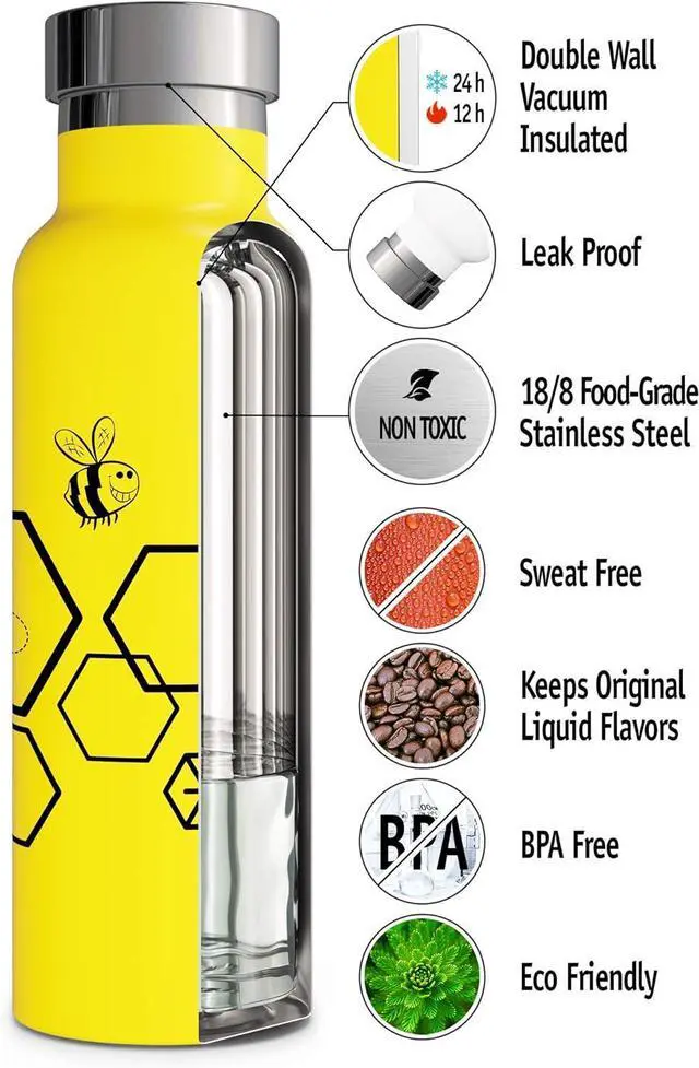 Alt view image 3 of 7 - Kids Water Bottle Easy-Sip Straw Lid Leak-Proof Insulated Stainless Steel Thermos Perfect for School & Pickleball 3 Lids BPA-Free Keeps Drinks Cold for 24 Hours