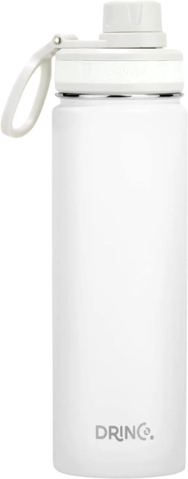 Alt view image 2 of 6 - DRINCO Stainless Steel Water Bottle Spout Lid Vacuum Insulated Double Wall Water Bottle Wide Mouth (40oz 32oz 22oz 18oz 14oz) Leak Proof Keeps Cold or Hot (22 oz, 22oz Artic White)