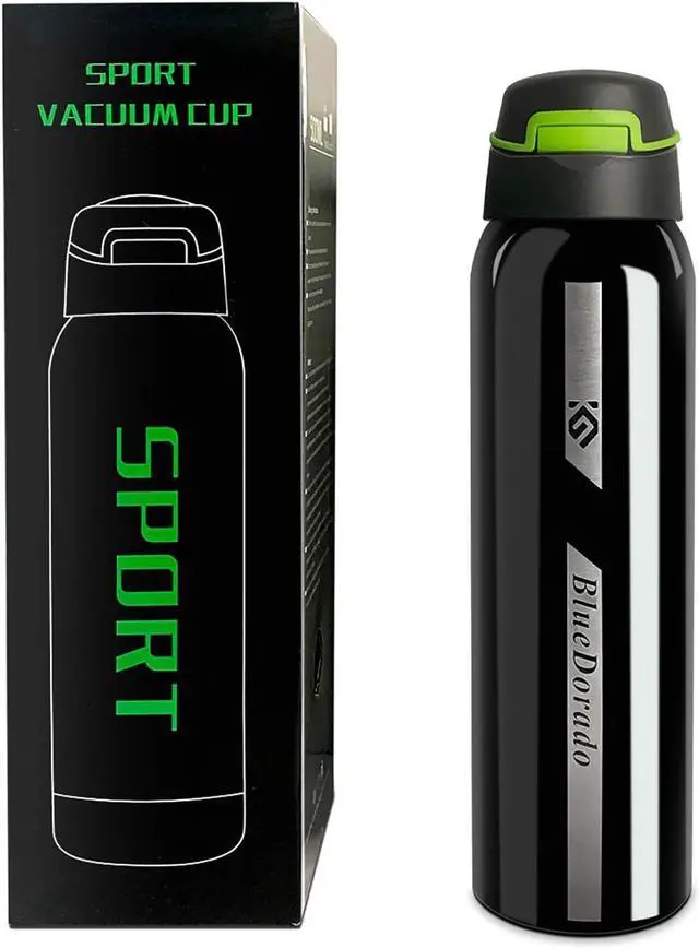 Alt view image 2 of 7 - Bicycle Water Bottle, Vacuum Stainless Steel Cycling Water Bottle, Modern Double Walled Simple Thermo Mug, Insulated Bike Water Bottle with Straw Lid & Flex Cap, BPA-Free,18 Oz