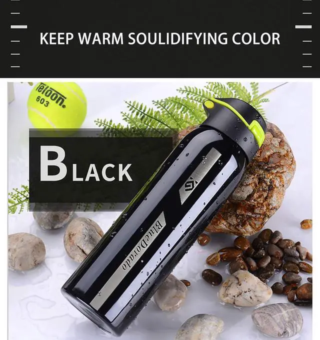 Alt view image 4 of 7 - Bicycle Water Bottle, Vacuum Stainless Steel Cycling Water Bottle, Modern Double Walled Simple Thermo Mug, Insulated Bike Water Bottle with Straw Lid & Flex Cap, BPA-Free,18 Oz