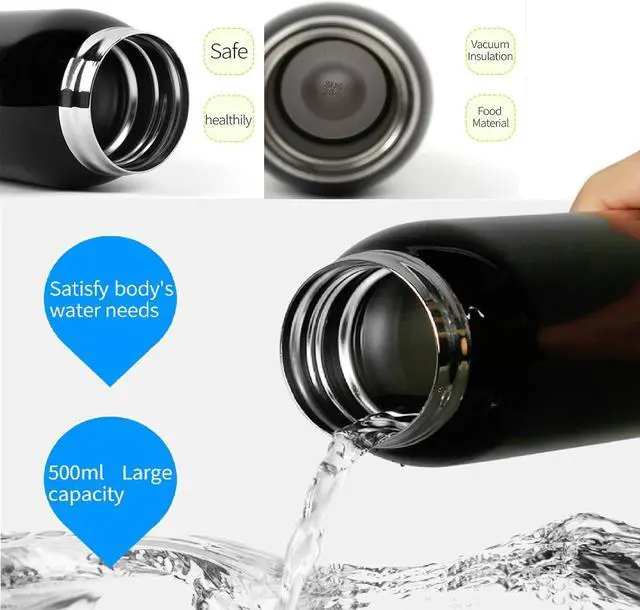 Alt view image 6 of 7 - Bicycle Water Bottle, Vacuum Stainless Steel Cycling Water Bottle, Modern Double Walled Simple Thermo Mug, Insulated Bike Water Bottle with Straw Lid & Flex Cap, BPA-Free,18 Oz