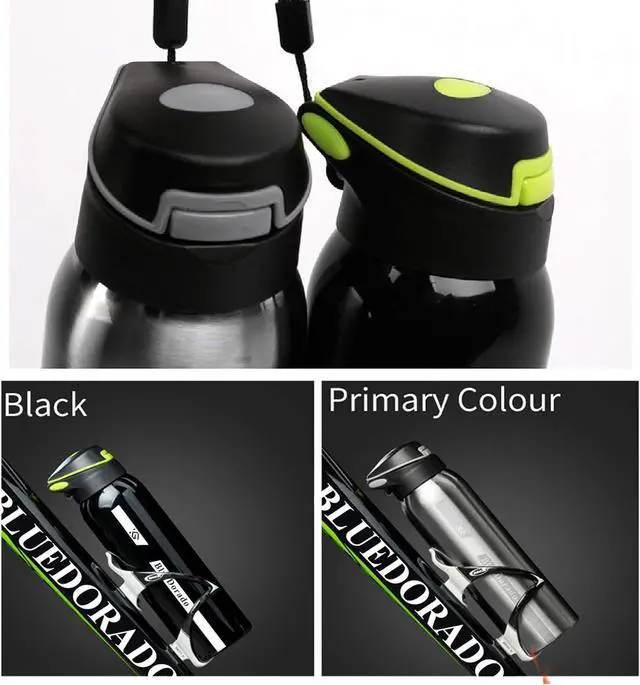 Alt view image 7 of 7 - Bicycle Water Bottle, Vacuum Stainless Steel Cycling Water Bottle, Modern Double Walled Simple Thermo Mug, Insulated Bike Water Bottle with Straw Lid & Flex Cap, BPA-Free,18 Oz