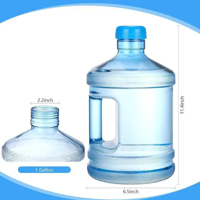 Alt view image 2 of 7 - Hoolerry 2 Pieces Water Bottle 1 Gallon Round Plastic Water Jug with Handle Reusable Leak Proof Bottle for Gym Sports Office Daily Cold Liquids Drinking Use, Blue