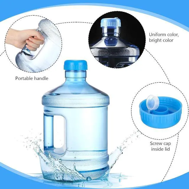 Alt view image 5 of 7 - Hoolerry 2 Pieces Water Bottle 1 Gallon Round Plastic Water Jug with Handle Reusable Leak Proof Bottle for Gym Sports Office Daily Cold Liquids Drinking Use, Blue