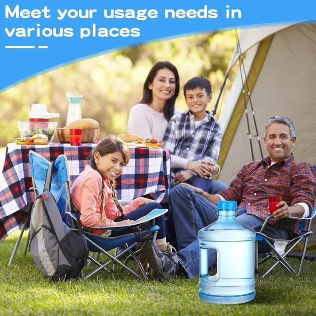 Alt view image 6 of 7 - Hoolerry 2 Pieces Water Bottle 1 Gallon Round Plastic Water Jug with Handle Reusable Leak Proof Bottle for Gym Sports Office Daily Cold Liquids Drinking Use, Blue