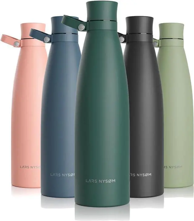 Main image of LARS NYSØM Stainless Steel Insulated Water Bottle 25oz 34oz | Insulated Thermo Flask for Hot and Cold Beverages | Leakproof Drinking Bottle (Pine Green, 750ml)