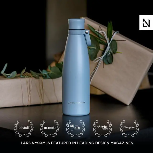 Alt view image 3 of 7 - LARS NYSØM Stainless Steel Insulated Water Bottle 25oz 34oz | Insulated Thermo Flask for Hot and Cold Beverages | Leakproof Drinking Bottle (Pine Green, 750ml)