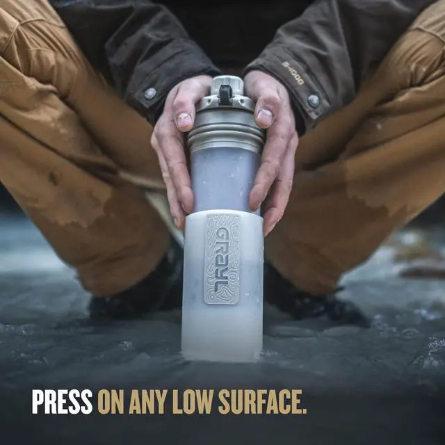 Alt view image 6 of 7 - GRAYL GeoPress 24 oz Water Purifier Bottle - Filter for Hiking, Camping, Survival, Travel (Peak White)