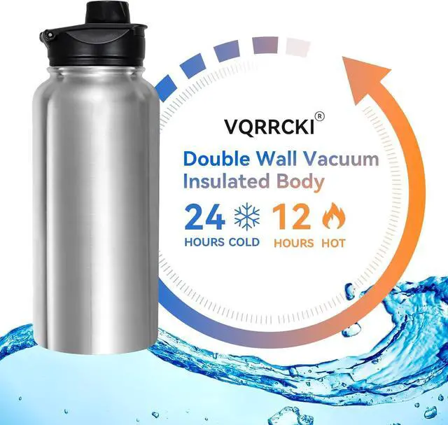 Alt view image 2 of 7 - 32 Oz Stainless Steel Insulated Water Bottle (4 pk), Leak Proof, Wide Mouth Lids, Double Walled Vacuum, BPA Free, Sport Bottles for Gym, Travel, Running, Hiking
