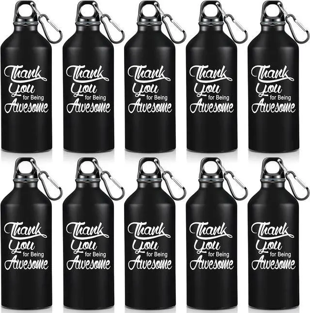 Main image of Sieral 10 Pcs Employee Appreciation Gifts Thank You for Being Awesome Water Bottle 20 oz Aluminum Water Bottle Lightweight Sport Tumbler with Twist Cap Buckle Inspirational Gifts for Coworker