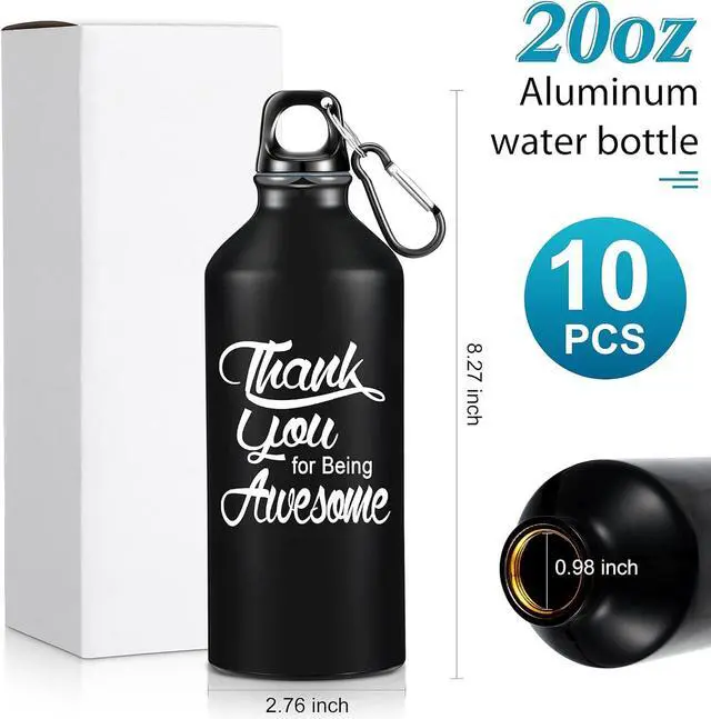 Alt view image 2 of 7 - Sieral 10 Pcs Employee Appreciation Gifts Thank You for Being Awesome Water Bottle 20 oz Aluminum Water Bottle Lightweight Sport Tumbler with Twist Cap Buckle Inspirational Gifts for Coworker