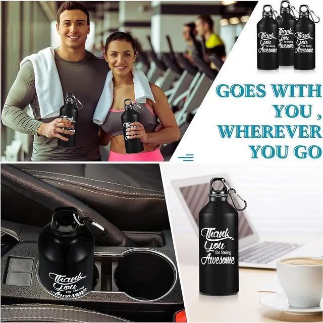 Alt view image 6 of 7 - Sieral 10 Pcs Employee Appreciation Gifts Thank You for Being Awesome Water Bottle 20 oz Aluminum Water Bottle Lightweight Sport Tumbler with Twist Cap Buckle Inspirational Gifts for Coworker