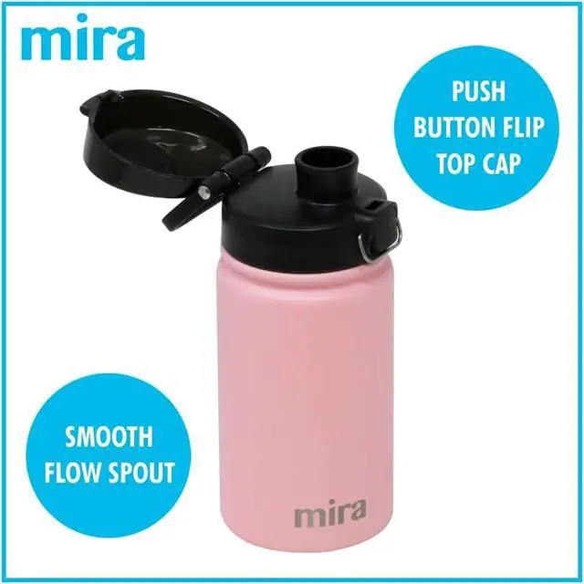 Alt view image 2 of 7 - MIRA 12 oz Water Bottle with Spout Lid  Small Portable Vacuum Insulated Stainless Steel Thermo Flask for Travel, Hiking, Gym - Rose Pink