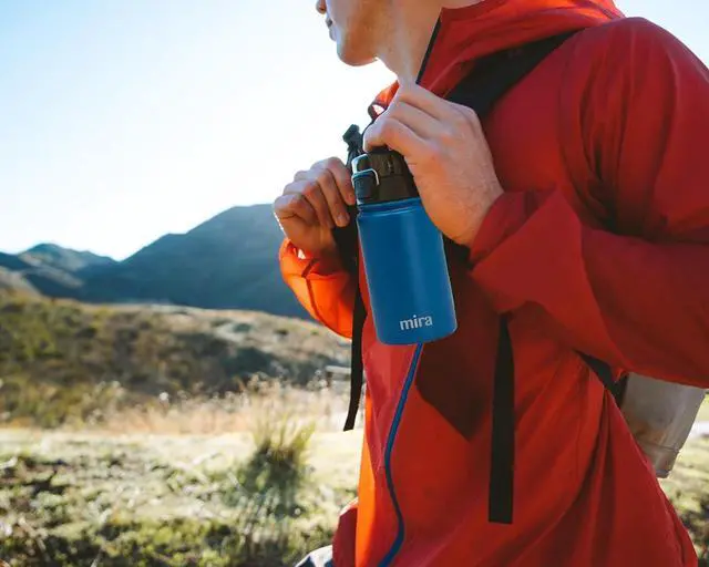 Alt view image 3 of 7 - MIRA 12 oz Water Bottle with Spout Lid  Small Portable Vacuum Insulated Stainless Steel Thermo Flask for Travel, Hiking, Gym - Rose Pink