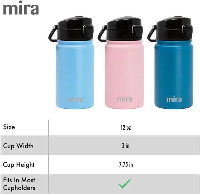 Alt view image 7 of 7 - MIRA 12 oz Water Bottle with Spout Lid  Small Portable Vacuum Insulated Stainless Steel Thermo Flask for Travel, Hiking, Gym - Rose Pink