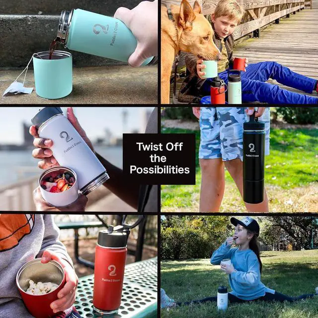 Alt view image 3 of 7 - Insulated Water Bottle with Storage - Stainless Water Bottle, 3 Lid Types BPA Free, Leak & Spill Proof Travel Bottle for Kids & Adults - Double Wall Tumbler Perfect for Gym, Hiking & School
