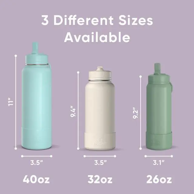Alt view image 5 of 7 - Hydrapeak 32oz Sport Insulated Water Bottle with Straw or Chug Lid, Leak & Spill Proof, Keeps Drinks Cold for 24 Hours, Hot for 12 Hours, Premium Stainless Steel Water Bottles (32oz, Blush)