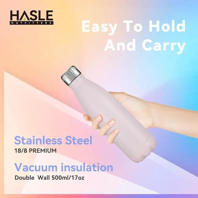 Alt view image 3 of 7 - HASLE OUTFITTERS 17oz Stainless Steel Water Bottles Bulk, Vacuum Insulated Water Bottles Double Walled Powder Coated Reusable Metal Sports Water Bottles Keep Drinks Hot and Cold,Pink, 8Packs