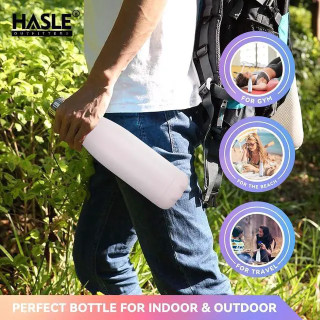 Alt view image 6 of 7 - HASLE OUTFITTERS 17oz Stainless Steel Water Bottles Bulk, Vacuum Insulated Water Bottles Double Walled Powder Coated Reusable Metal Sports Water Bottles Keep Drinks Hot and Cold,Pink, 8Packs
