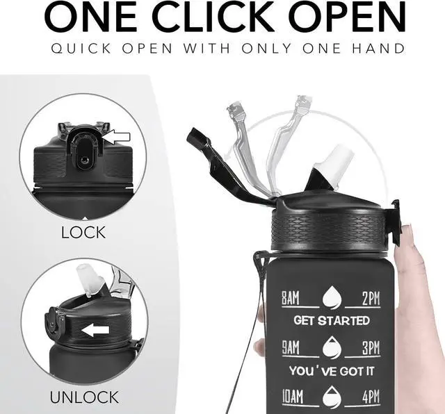 Alt view image 5 of 6 - Hyeta 32 oz Water Bottles with Times to Drink and Straw, Motivational Water Bottle with Time Marker, Leakproof, Drinking Sports Water Bottle for Fitness, Gym and Outdoor