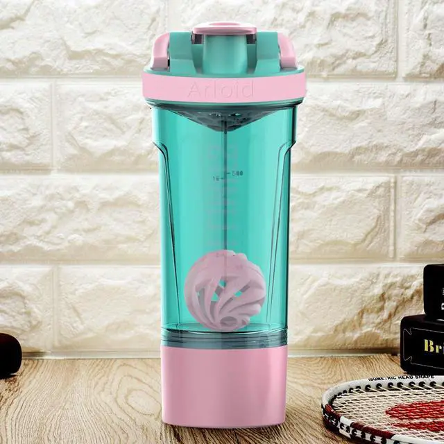 Alt view image 6 of 7 - Artoid Mode Inspirational Fitness Workout Sports Protein Shaker Bottle 24-Ounce, Dual Mixing Technology with Shaker Balls & Mixing Grids Included, Twist and Lock Protein Box Storage Included