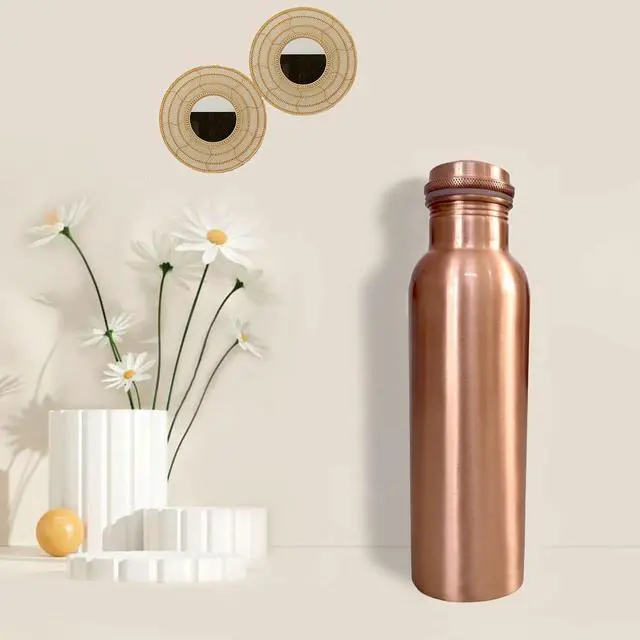 Alt view image 2 of 5 - Copper Water Bottle 100% Pure Copper Bottle for Drinking Water Leak Proof Joint Less Indian Water Drinking Copper Bottle for Home, Office, Hotel and Sports