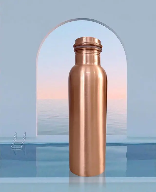 Alt view image 3 of 5 - Copper Water Bottle 100% Pure Copper Bottle for Drinking Water Leak Proof Joint Less Indian Water Drinking Copper Bottle for Home, Office, Hotel and Sports