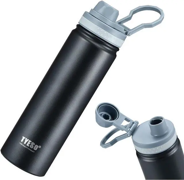 Alt view image 2 of 7 - Insulated Water Bottle,Stainless Steel Vacuum Insulated Water Bottle, Double-Wall Sport Bottle with Leak Proof Spout and Handle Lid,Black,25oz