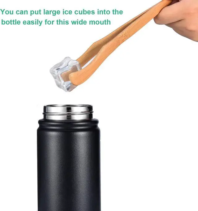 Alt view image 5 of 7 - Insulated Water Bottle,Stainless Steel Vacuum Insulated Water Bottle, Double-Wall Sport Bottle with Leak Proof Spout and Handle Lid,Black,25oz