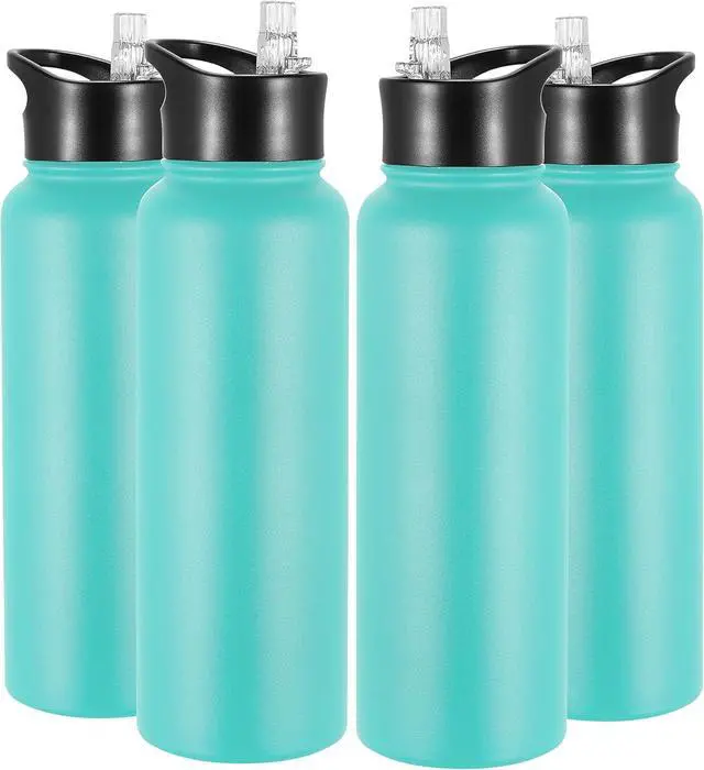 Main image of VEGOND 40 oz Insulated Water Bottle Bulk Stainless Steel Metal Water Bottles with Leak Proof Straw Lid & Spout Lid, Wide Mouth Double Walled Vacuum Travel Sports Bottle, 4 Pack