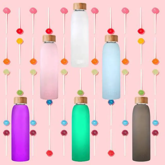 Alt view image 4 of 7 - Urban Green Glass Water Bottle with Protective Silicone Sleeve and Bamboo Lid, 18oz, 1extra 304 Stainless Steel Lid with Handle, BPA Free, Dishwasher Safe, Gift Box