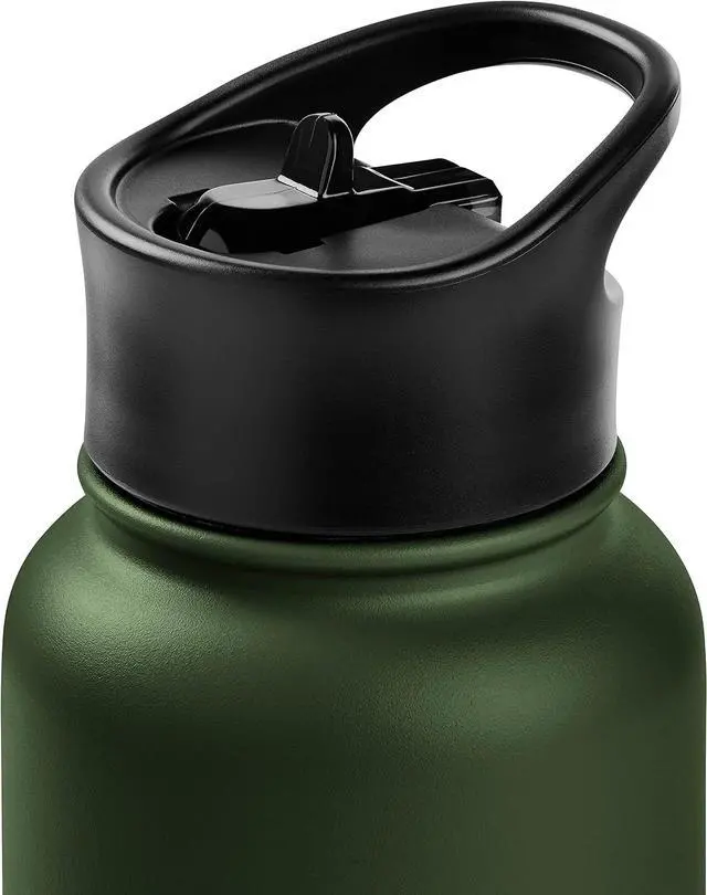 Alt view image 5 of 7 - Retrospec Alder Insulated Water Bottle with Straw Lid & Handle Cap - Stainless Steel Wide Mouth Double-Wall Vacuum Insulated Thermos - BPA Free Leakproof Canteen