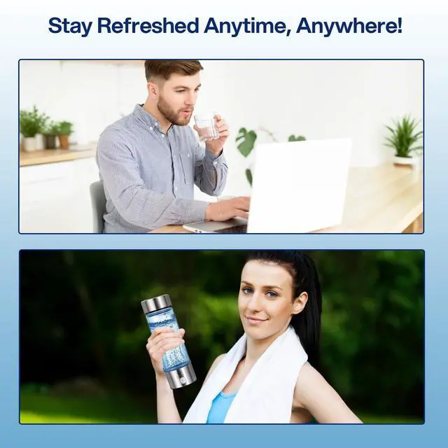 Alt view image 5 of 7 - AQUSOFT Portable Alkaline Hydrogen Water Bottle with SPE PEM Technology | Type-C USB Rechargeable 1600 PPB Hydrogen Rich Water in 3 Minutes | Borosilicate Glass Water Cup | 2-in-1 Usage Modes | 420ml