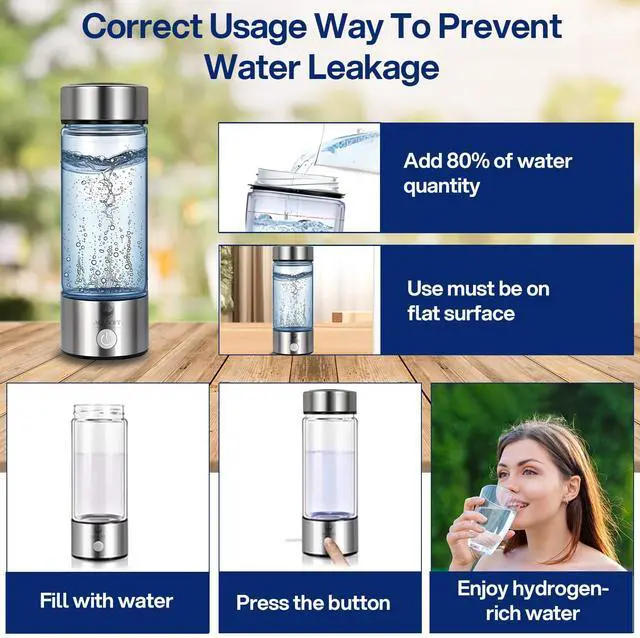 Alt view image 6 of 7 - AQUSOFT Portable Alkaline Hydrogen Water Bottle with SPE PEM Technology | Type-C USB Rechargeable 1600 PPB Hydrogen Rich Water in 3 Minutes | Borosilicate Glass Water Cup | 2-in-1 Usage Modes | 420ml