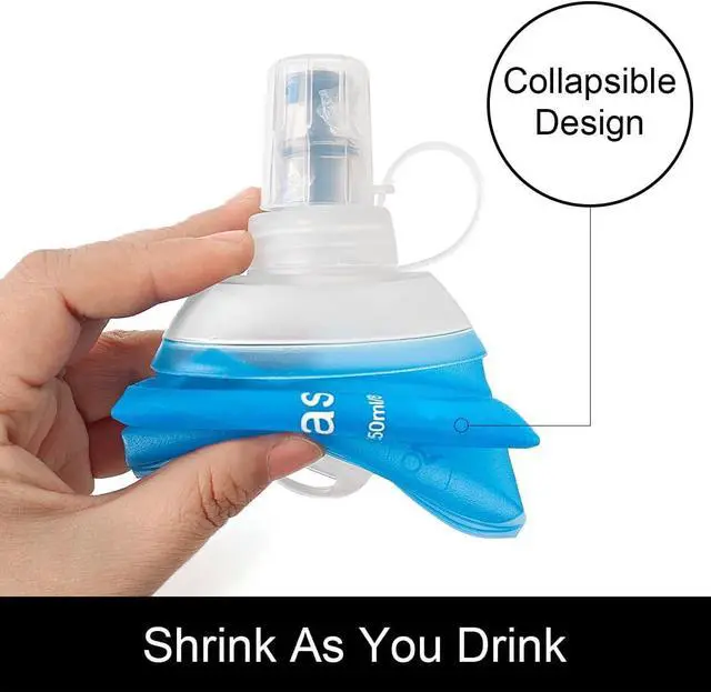 Alt view image 3 of 6 - WILDREEDS 500ml Soft Flask, TPU Collapsible Soft Water Bottle for Hydration Pack, Running Vest, Folding Water Bottle for Hiking Cycling Climbing-2Pcs, Blue