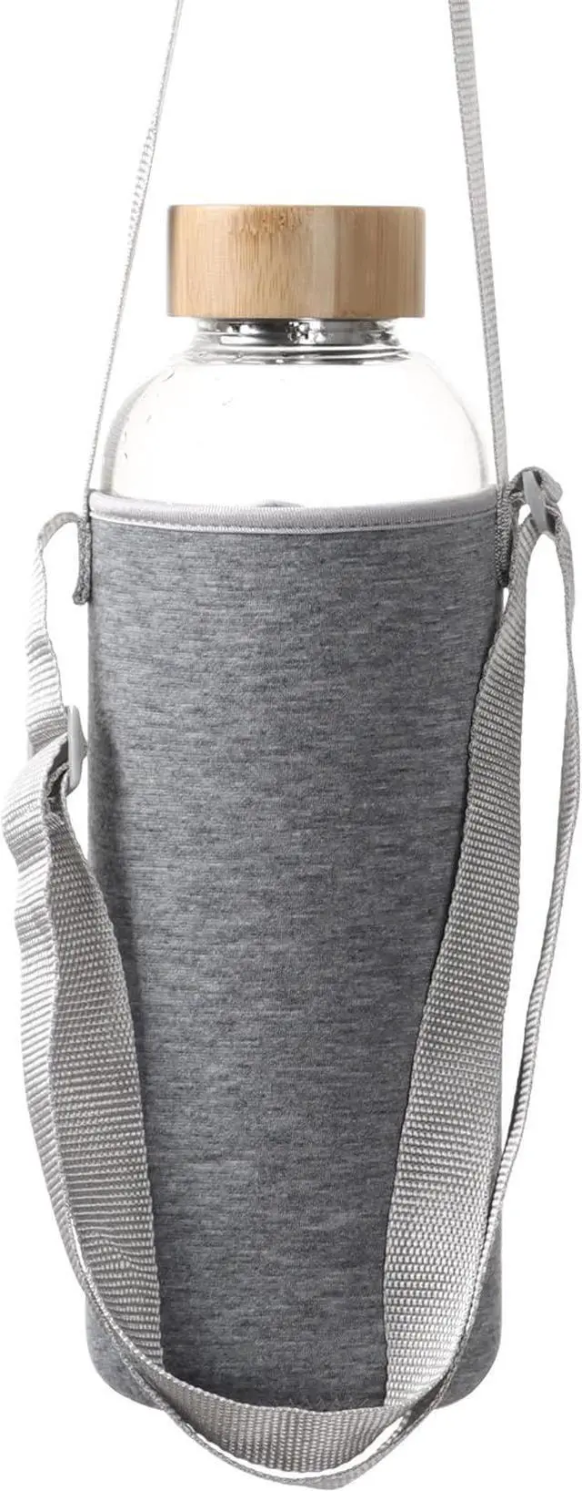 Alt view image 6 of 7 - Glass Water Bottle 64 Oz with Time Markers, Wide Mouth Bamboo Lid, Neoprene Sleeve, Bpa Free, Leakproof, Reusable