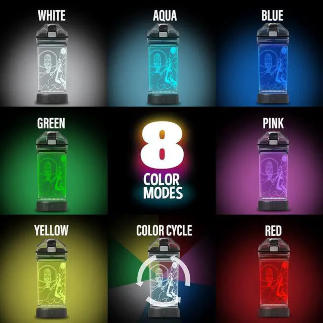 Alt view image 2 of 7 - Attivolife Kids Water Bottle, Basketball Sports 3D Illusion LED Light Up with 7 Color Changing - 14 OZ BPA Free - Creative Ideal Travel Cup B-ball Gift for School Kid Boy Child Holiday Camping Picnic