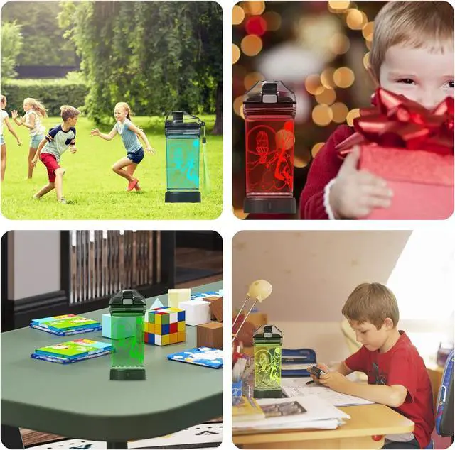 Alt view image 6 of 7 - Attivolife Kids Water Bottle, Basketball Sports 3D Illusion LED Light Up with 7 Color Changing - 14 OZ BPA Free - Creative Ideal Travel Cup B-ball Gift for School Kid Boy Child Holiday Camping Picnic