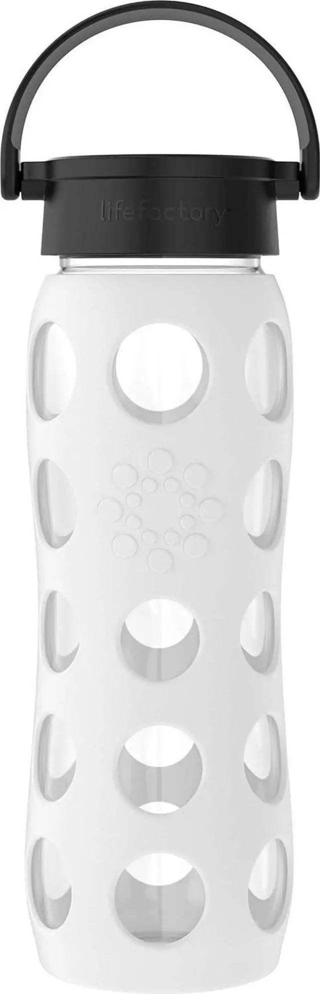 Main image of Lifefactory 22-Ounce BPA-Free Glass Water Bottle with Classic Cap and Protective Silicone Sleeve, White