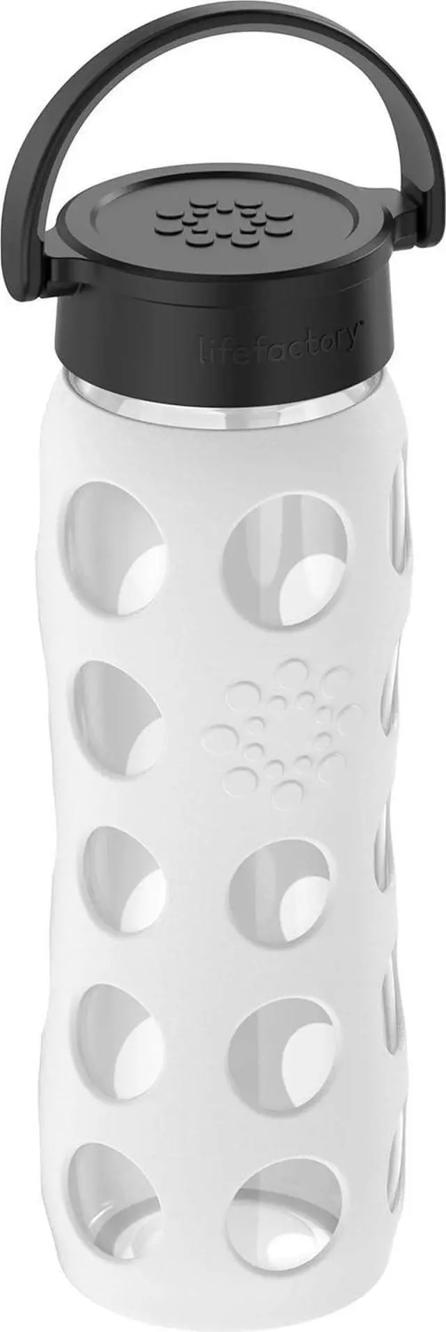 Alt view image 2 of 7 - Lifefactory 22-Ounce BPA-Free Glass Water Bottle with Classic Cap and Protective Silicone Sleeve, White