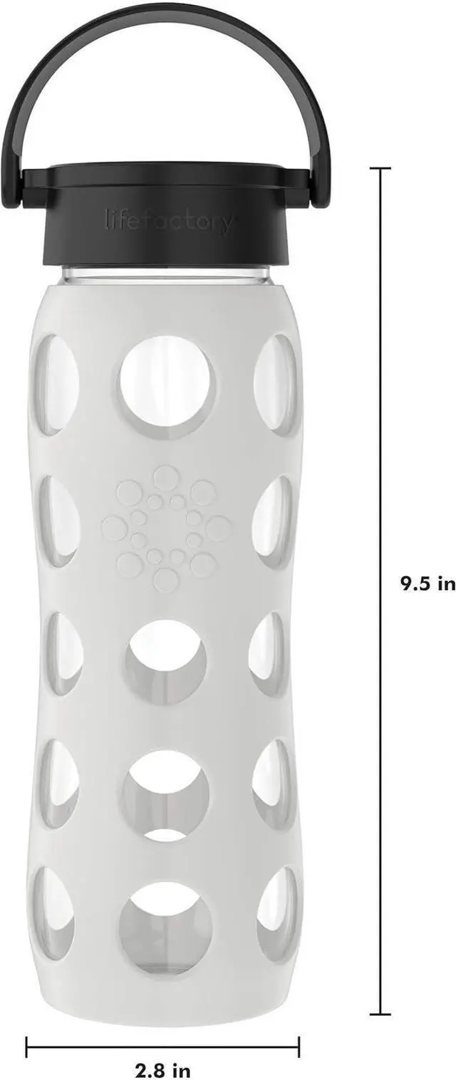 Alt view image 6 of 7 - Lifefactory 22-Ounce BPA-Free Glass Water Bottle with Classic Cap and Protective Silicone Sleeve, White