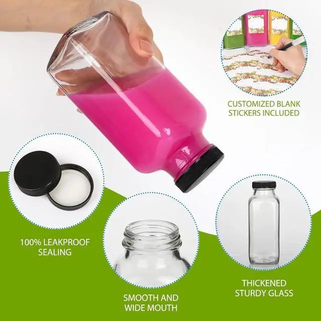 Alt view image 2 of 7 - Alotpower 12 oz Glass Bottles with Lids 12Pack, Portable Glass Juice Bottles with Lids 12 oz (12fl.oz, Set of 12)
