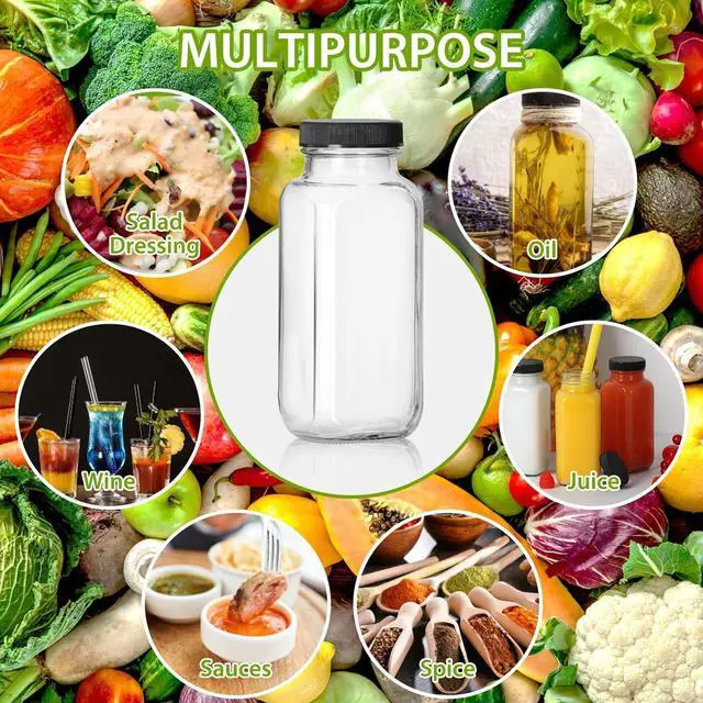 Alt view image 6 of 7 - Alotpower 12 oz Glass Bottles with Lids 12Pack, Portable Glass Juice Bottles with Lids 12 oz (12fl.oz, Set of 12)