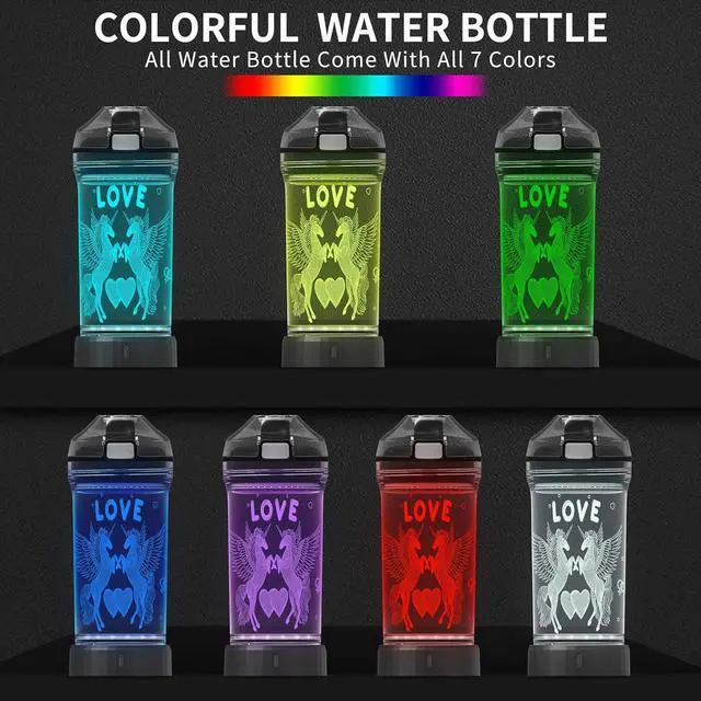 Alt view image 2 of 7 - Lightzz Kids Water Bottle with 3D Glowing Unicorn LED Light - Tritan BPA Free - Creative Ideal Travel Cup Fairy Gift for Back to School Girl Child Holiday Camping Picnic (Unicorn 14 Oz)